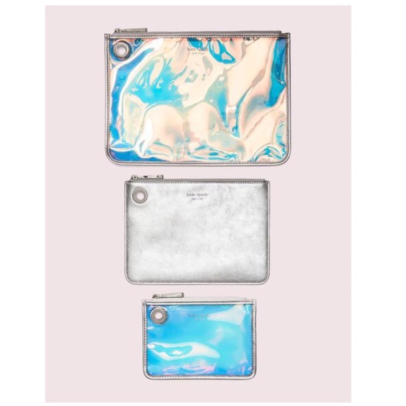 NWT Kate Spade Sam Iridescent Pouch Trio - Picture 2 of 13